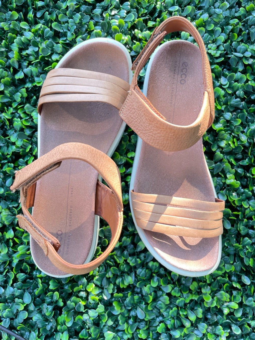 Ecco women’s Cognac Brown Hook-and-Loop Sandals - Picture 3 of 9